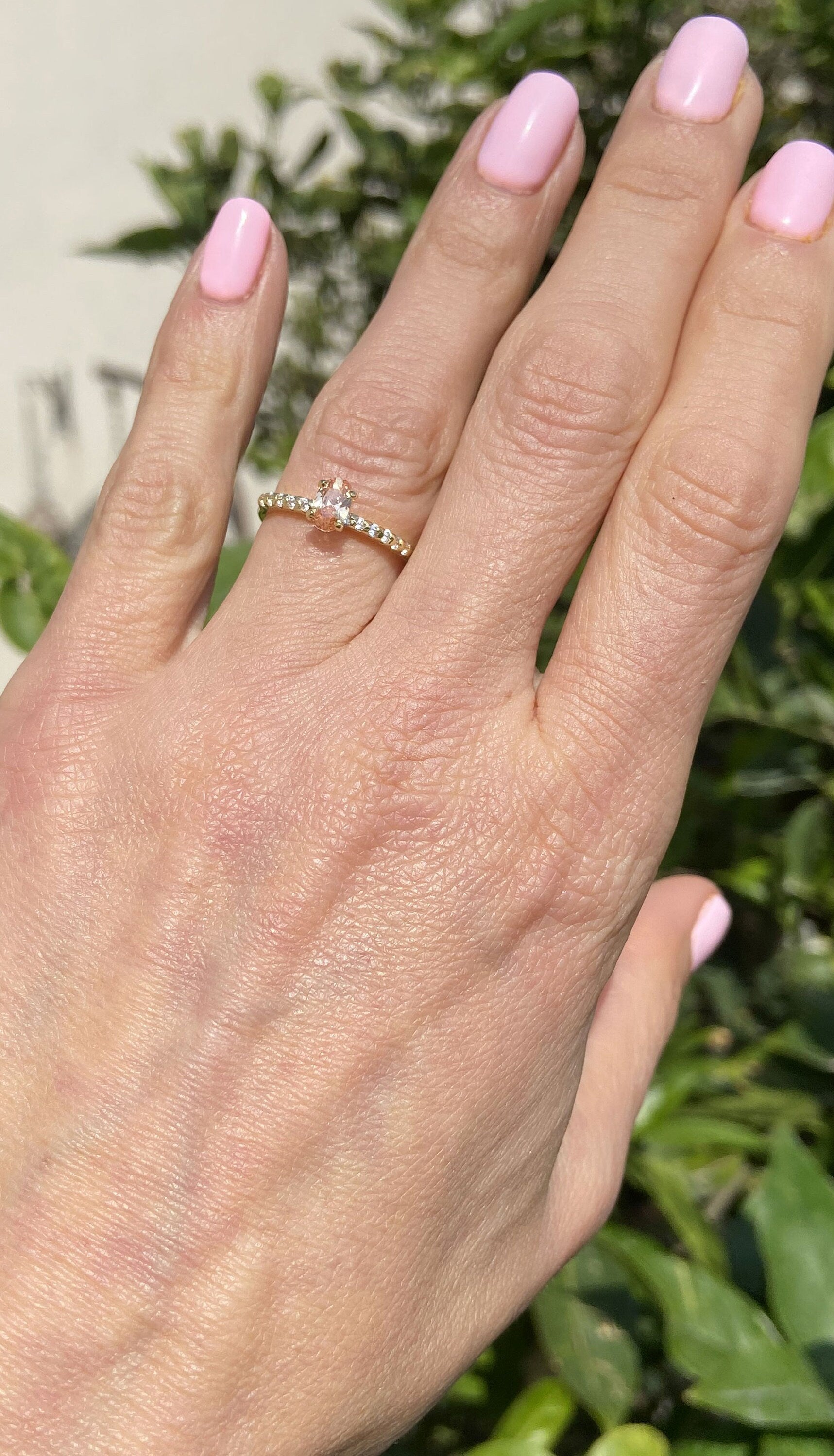 Citrine Ring - November Birthstone - Oval Citrine Gemstone Ring with Clear Quartz Accents - H.L.Jewelry