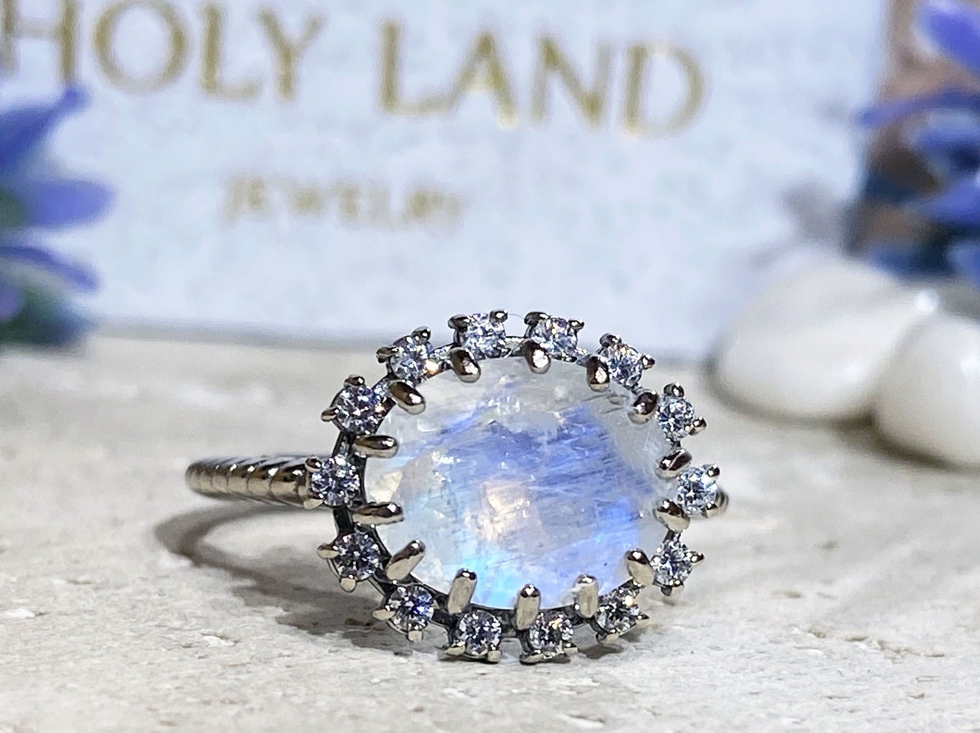 Rainbow Moonstone Ring - June Birthstone - Statement Ring - Gold Ring - Engagement Ring - Oval Ring - Cocktail Ring - H.L.Jewelry