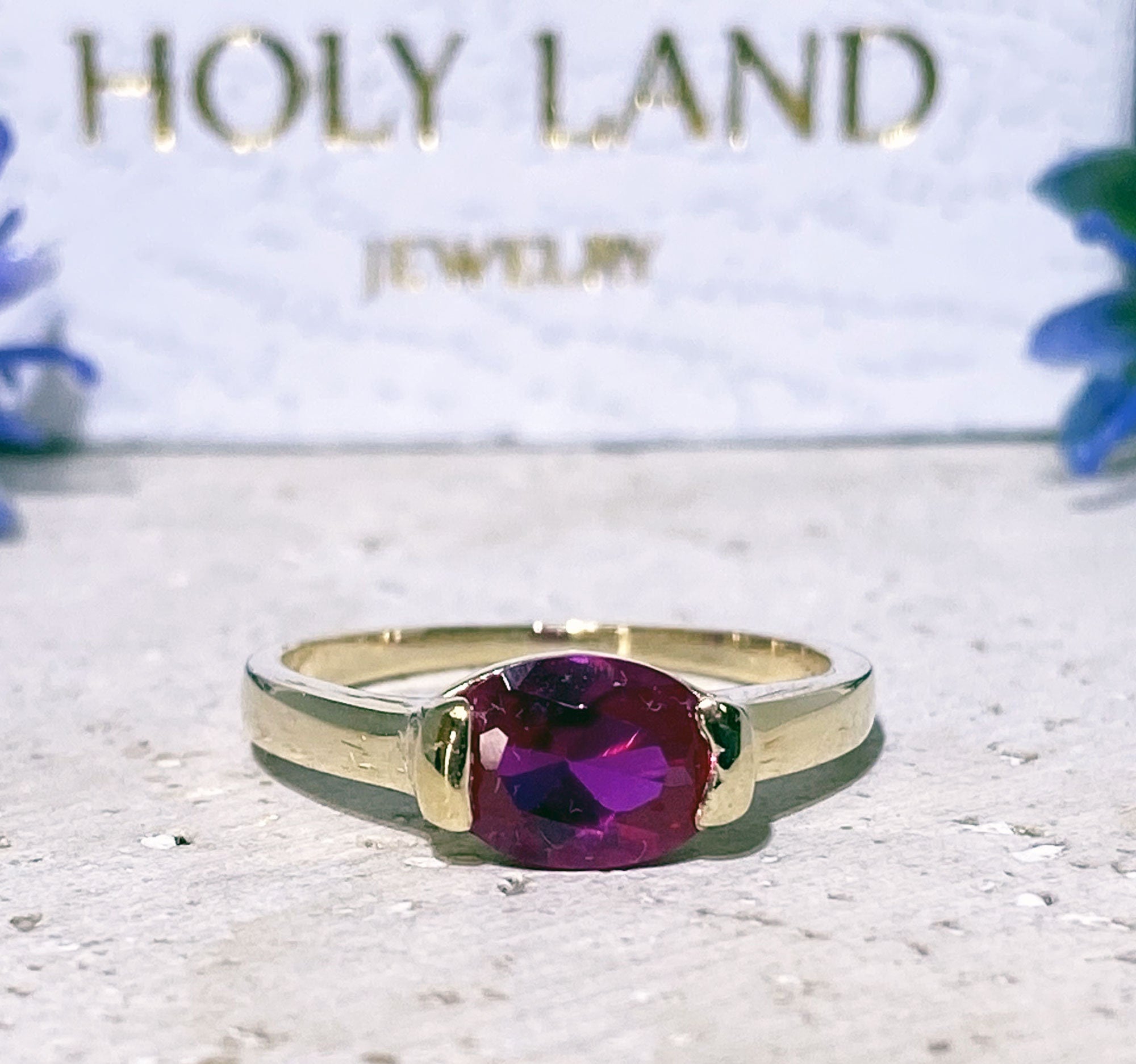 Ruby Ring - Gemstone Ring - Stack Ring - July Birthstone - Fuchsia Ring - Gold Ring - Simple Jewelry - H.L.Jewelry