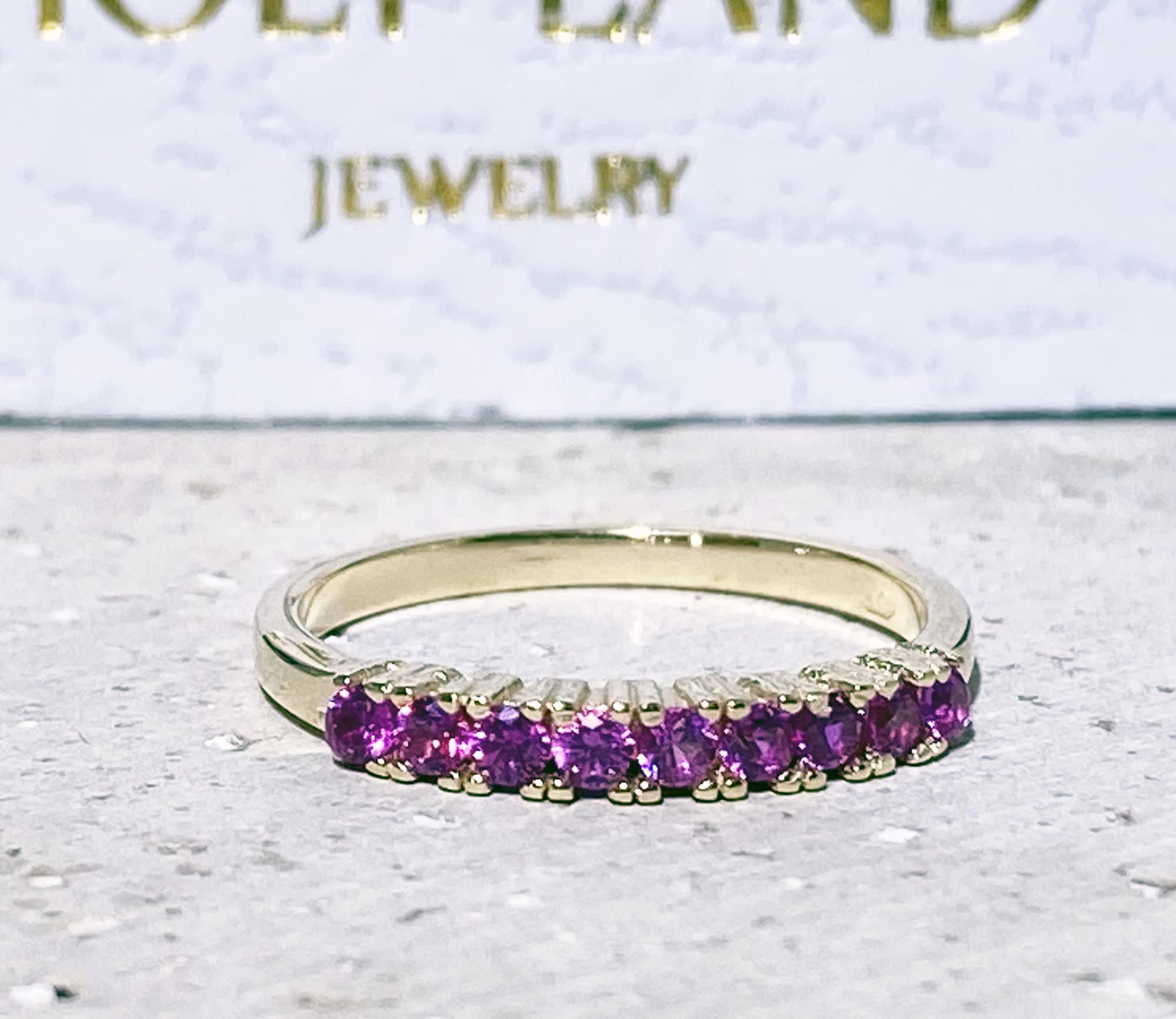 Ruby Ring - Gold Ring - Stack Ring - Half Eternity Ring - Fuchsia Ring - Tiny Ring - July Birthstone - H.L.Jewelry