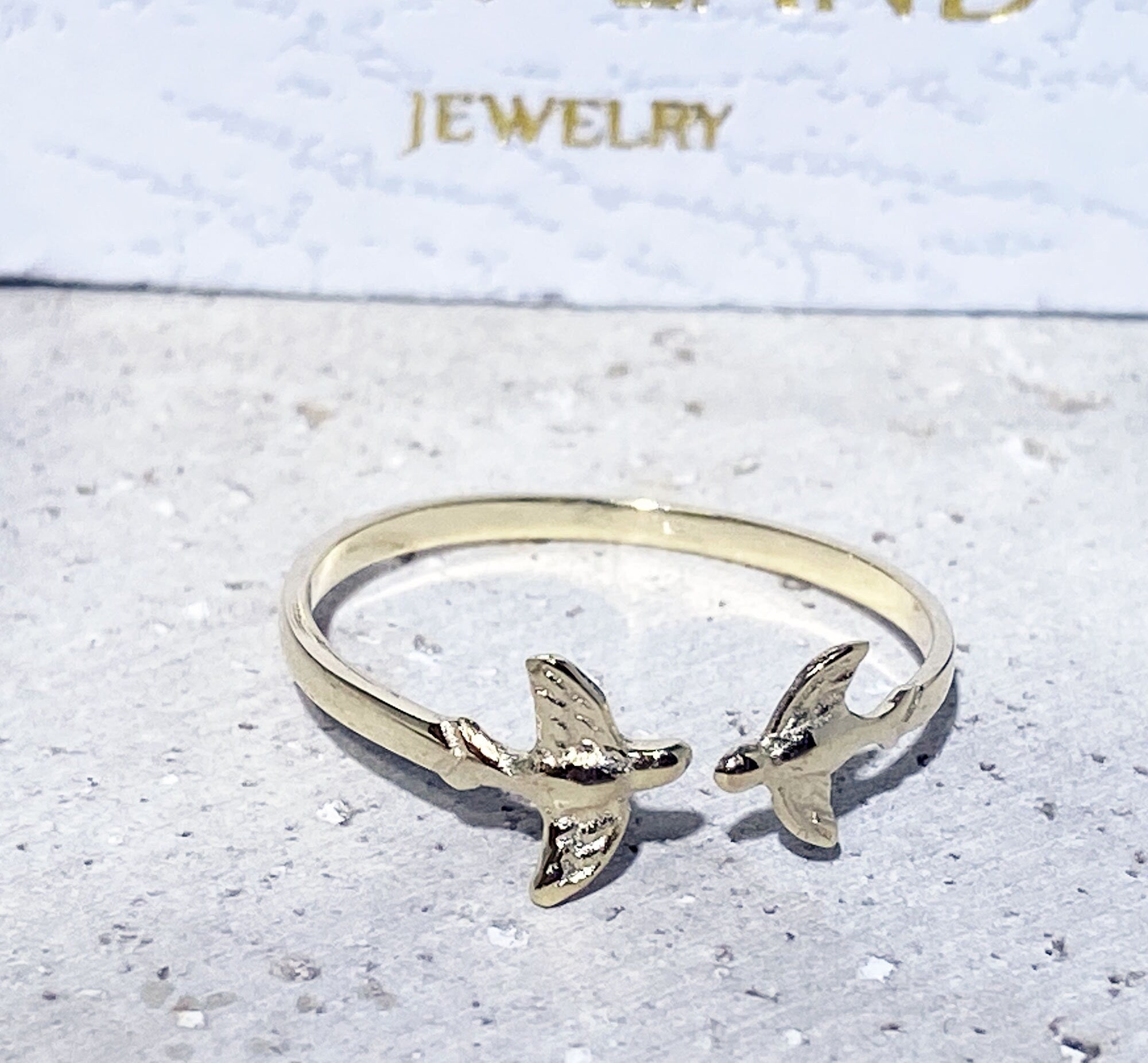 Branch Bird Ring - Love Birds Ring - Simple Branch Love Birds Adjustable Ring - H.L.Jewelry