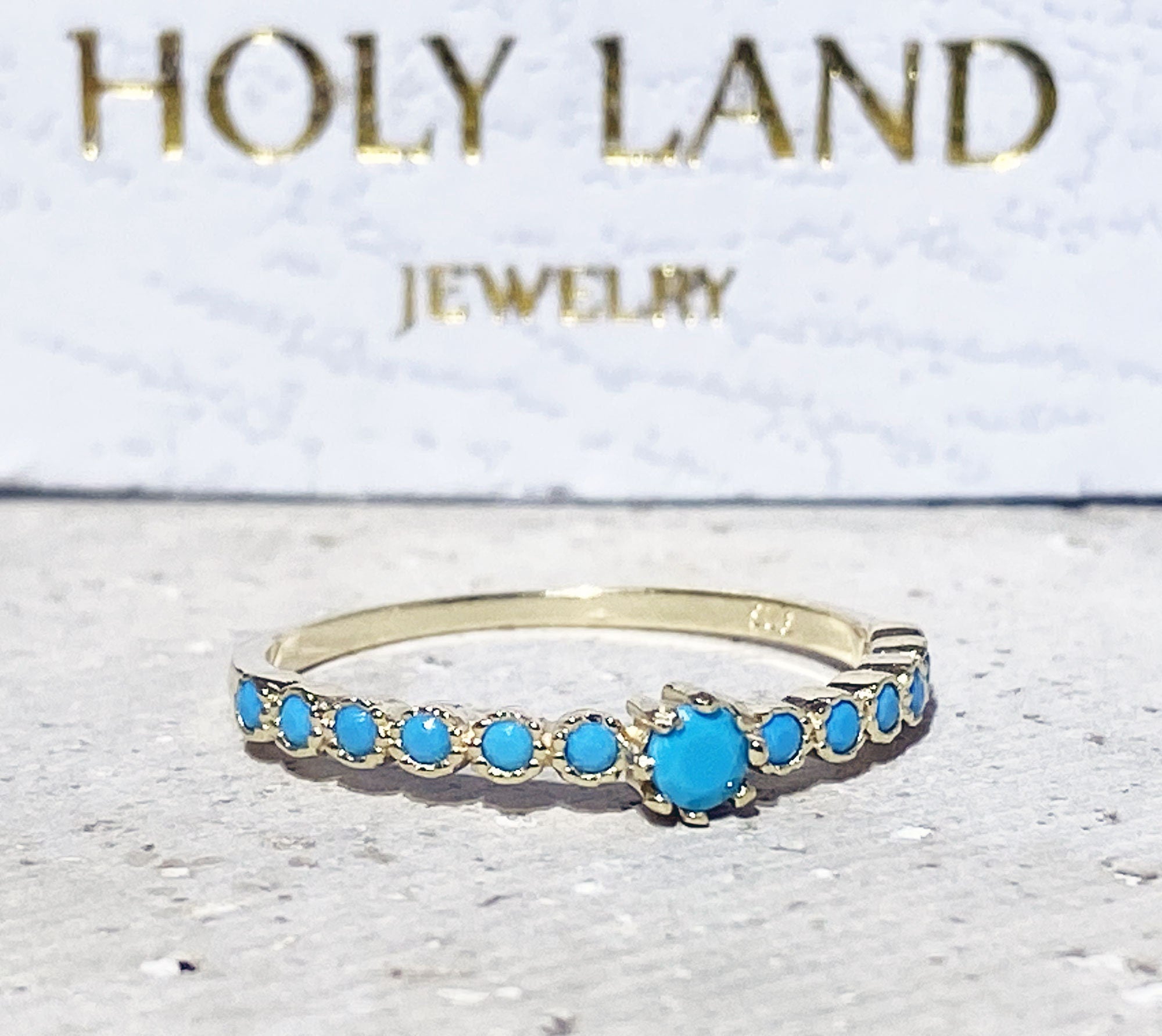 Turquoise Ring - Sleeping Beauty Turquoise - Gold Ring - December Birthstone - Delicate Ring - Bezel Ring - H.L.Jewelry