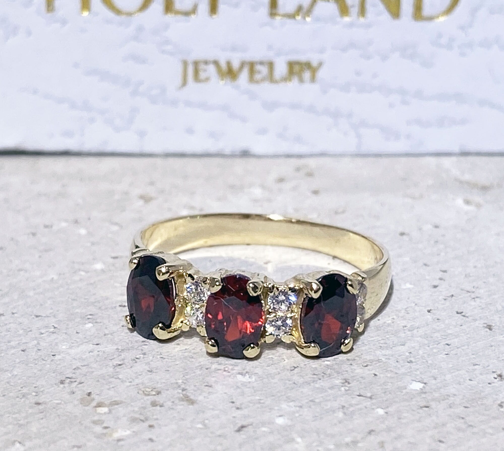 Red Garnet Ring - January Birthstone - Statement Ring - Gold Ring - Engagement Ring - Prong Ring - H.L.Jewelry