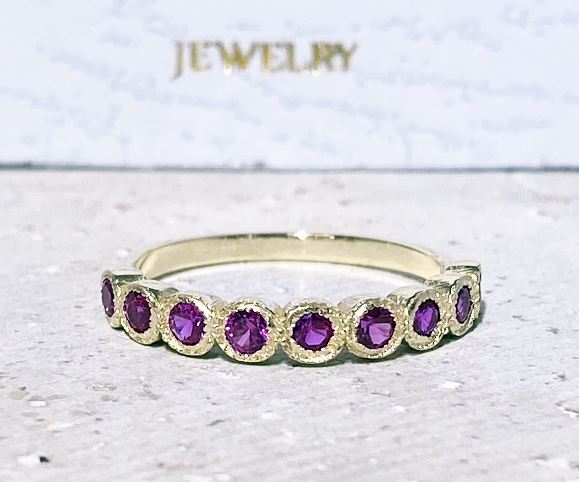 Ruby Ring - Gold Ring - Stacking Ring - July Birthstone - Bezel Ring - Delicate Ring - Simple Jewelry - H.L.Jewelry