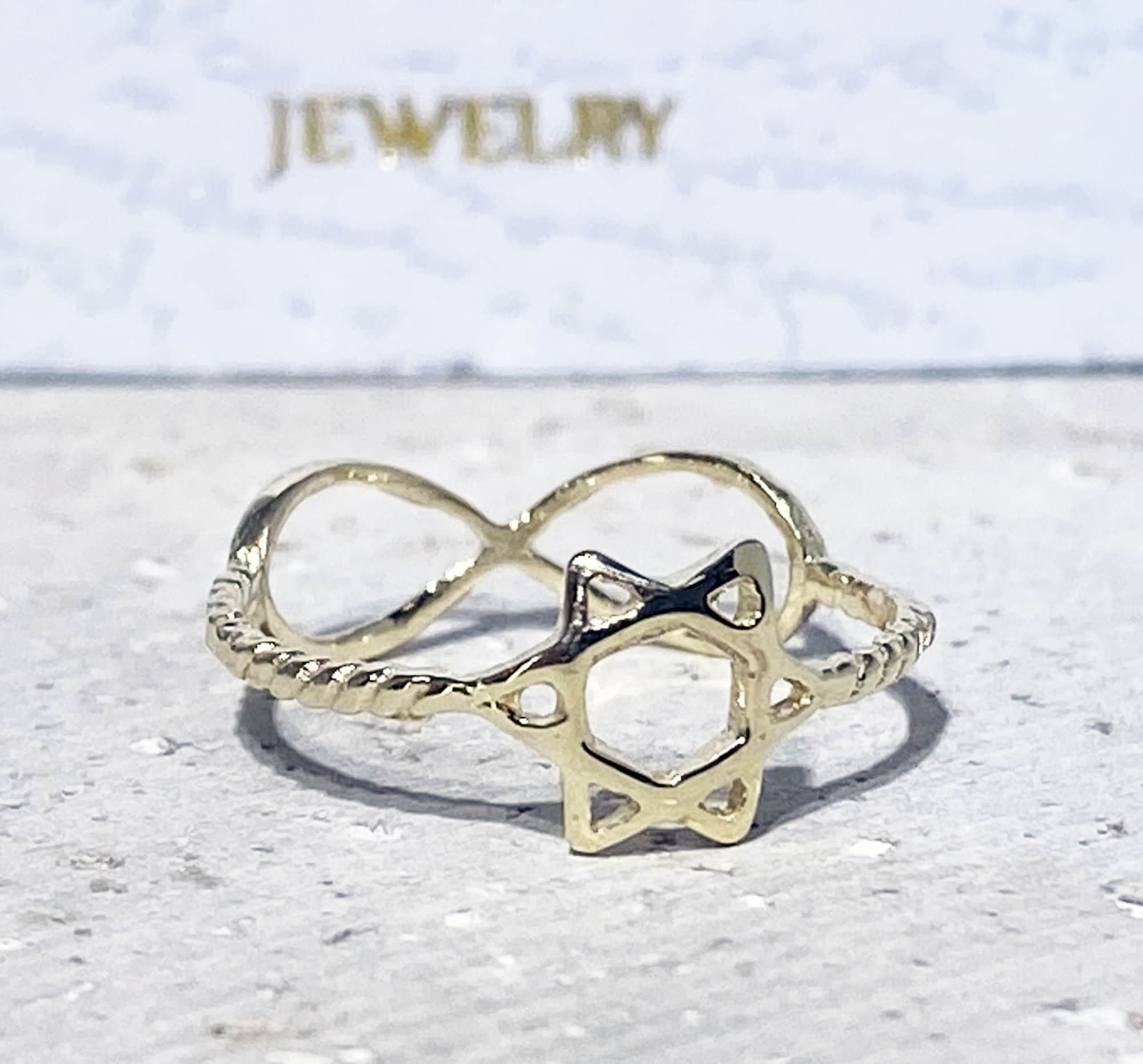 Infinity Ring - Star of David Ring - Simple Delicate Magen David & Infinity Ring - H.L.Jewelry