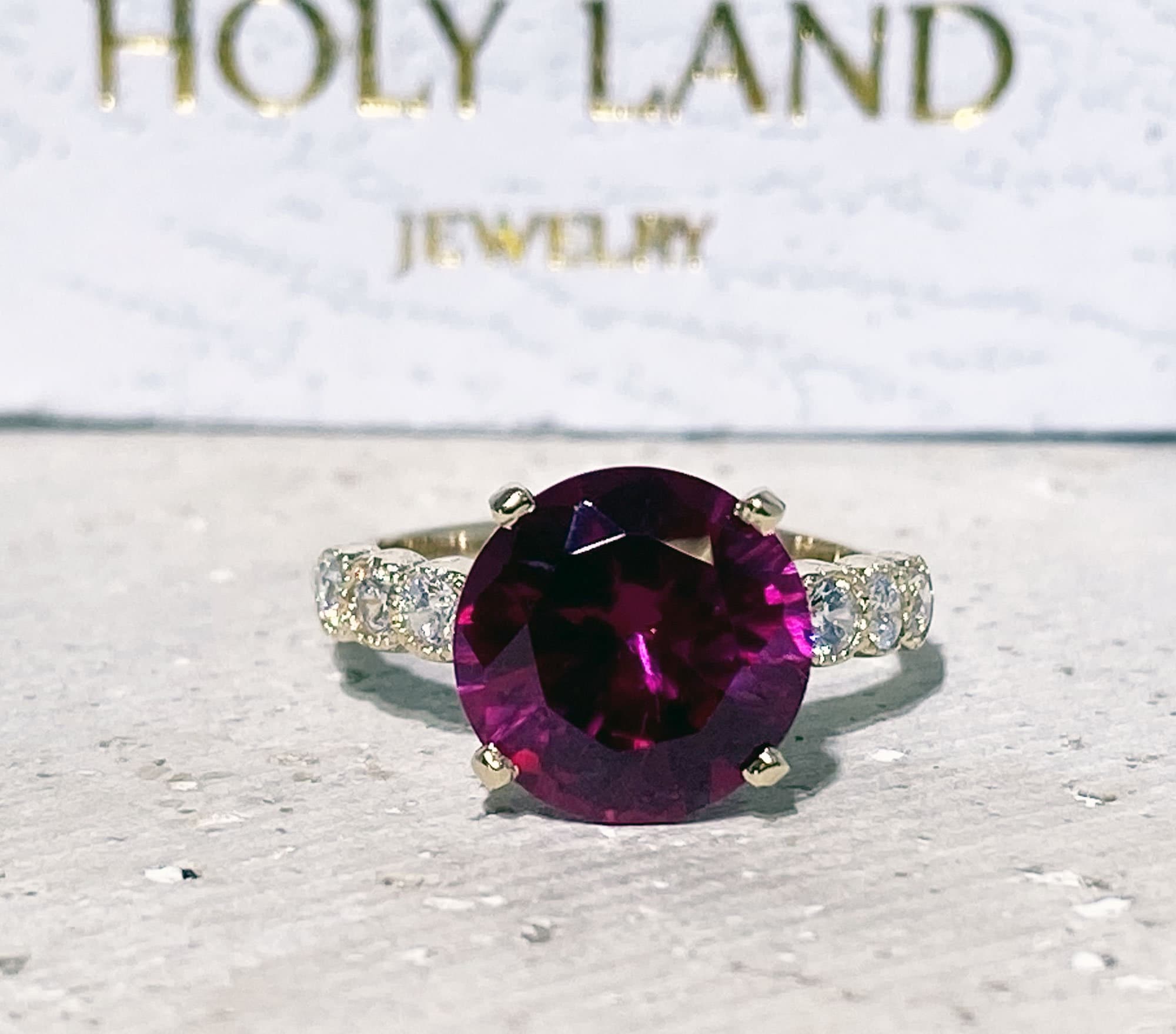 Ruby Ring - Gold Ring - July Birthstone - Gemstone Band - Statement Ring - Engagement Ring - Cocktail Ring - H.L.Jewelry