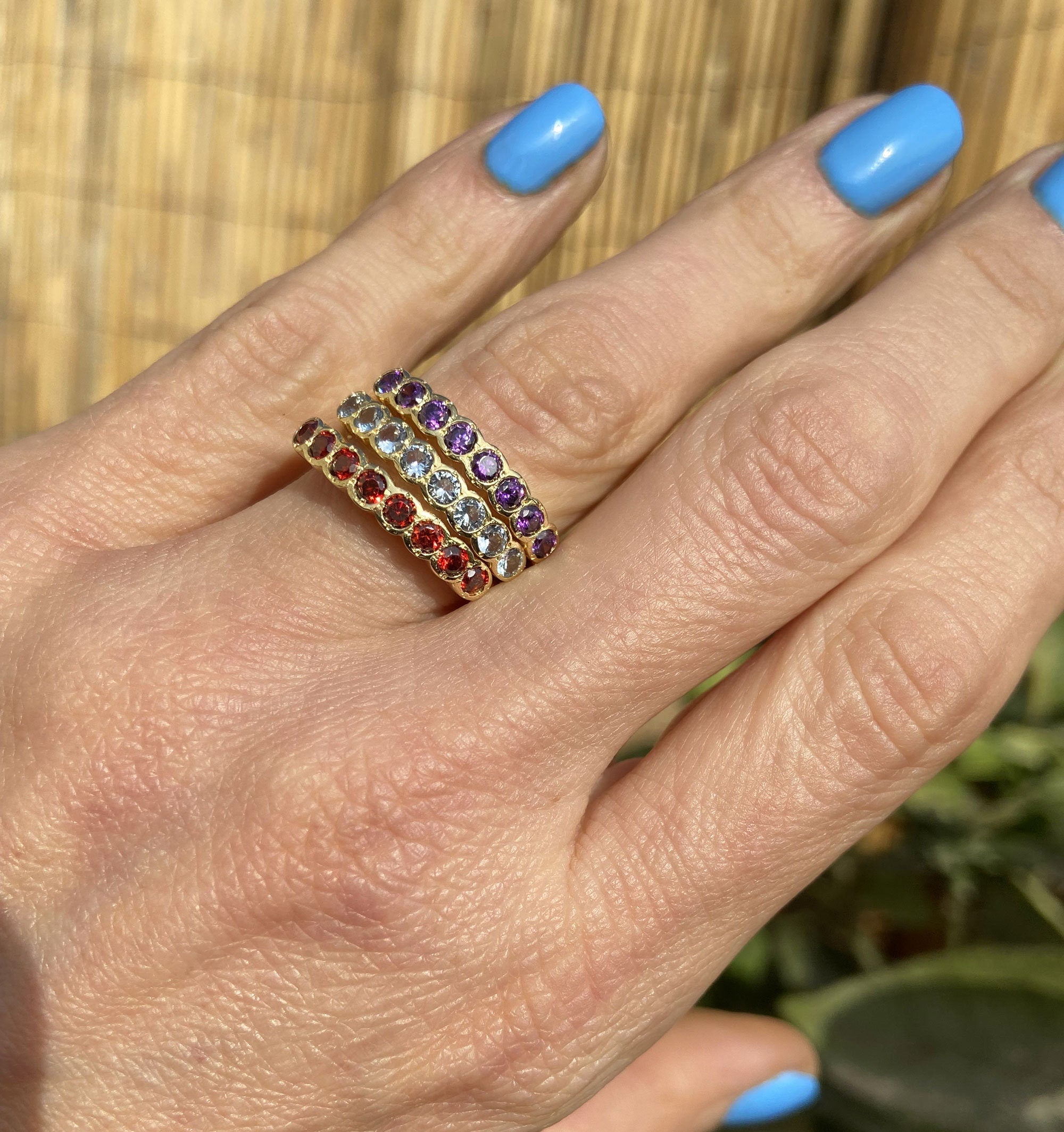 Ruby Ring - Gold Ring - Stack Ring - Fuchsia Ring - July Birthstone - Bezel Ring - Simple Jewelry - H.L.Jewelry