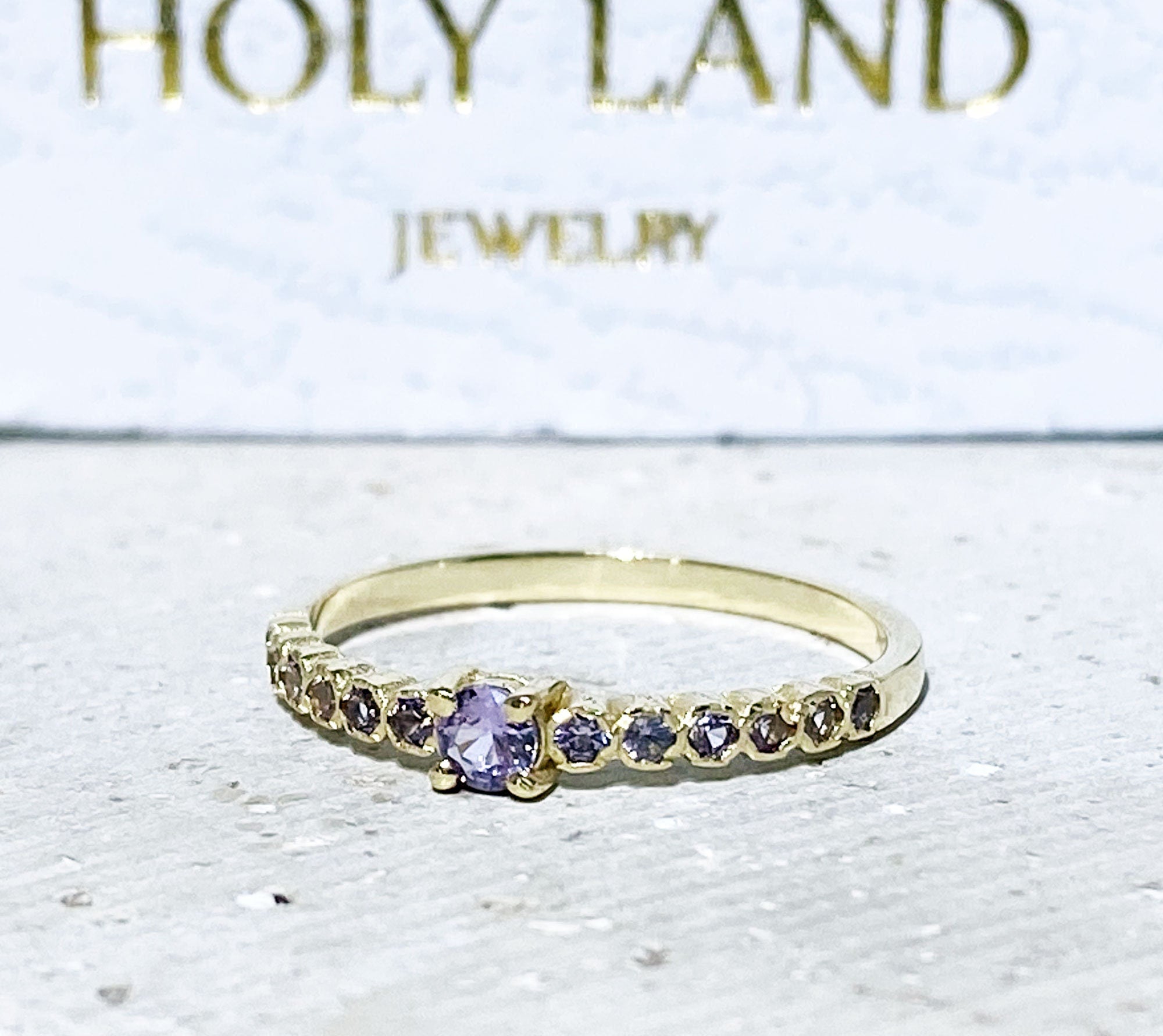 Round Alexandrite Delicate Stacking Women Ring - H.L.Jewelry