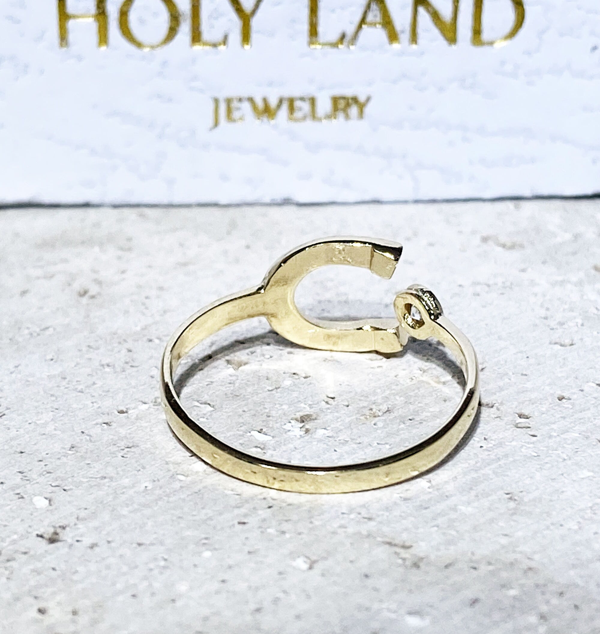 Lucky Horseshoe Ring - Textured Hammered Ring - Delicate Simple Lucky Horseshoe Ring - H.L.Jewelry