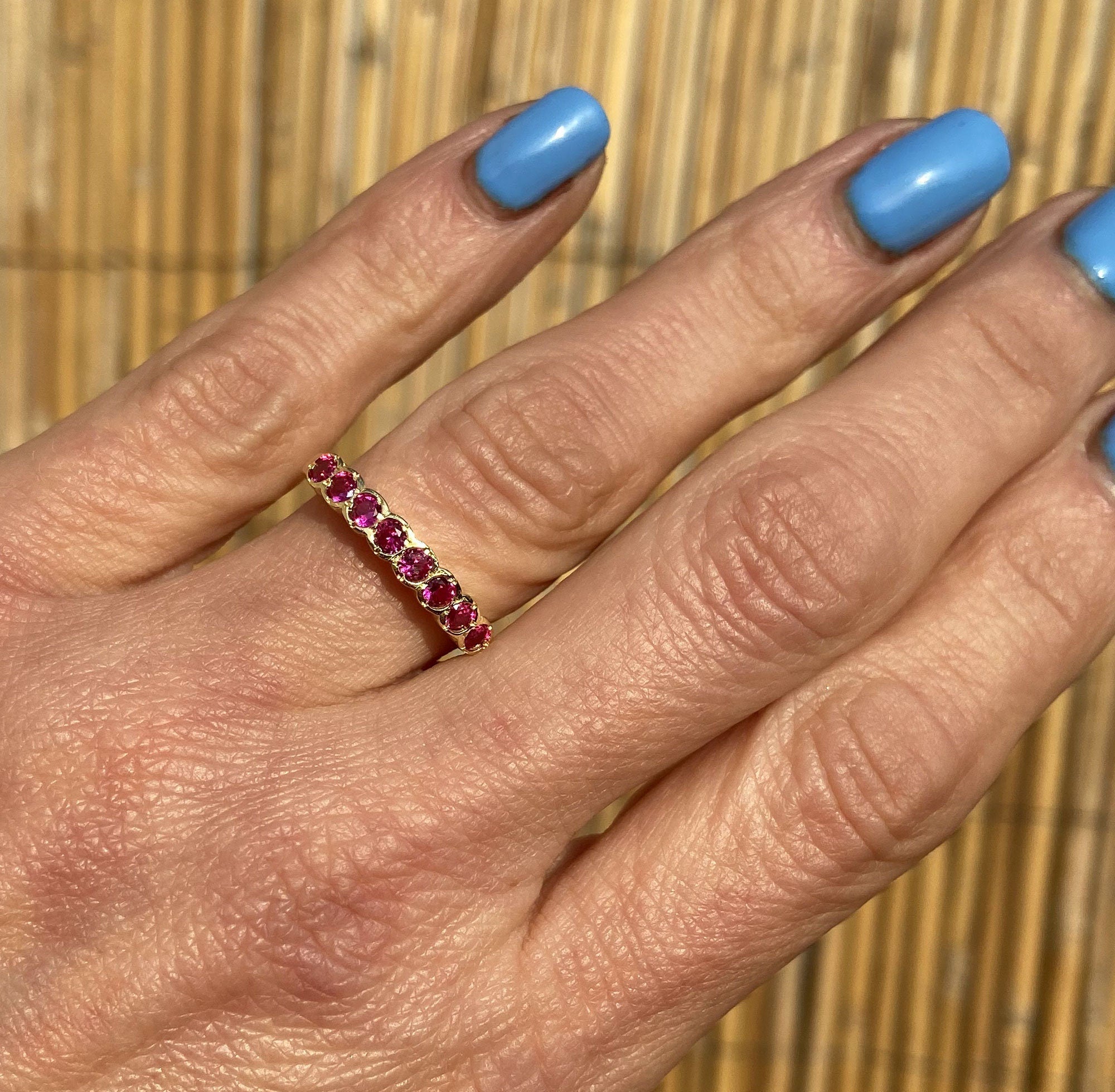 Ruby Ring - Gold Ring - Stack Ring - Fuchsia Ring - July Birthstone - Bezel Ring - Simple Jewelry - H.L.Jewelry