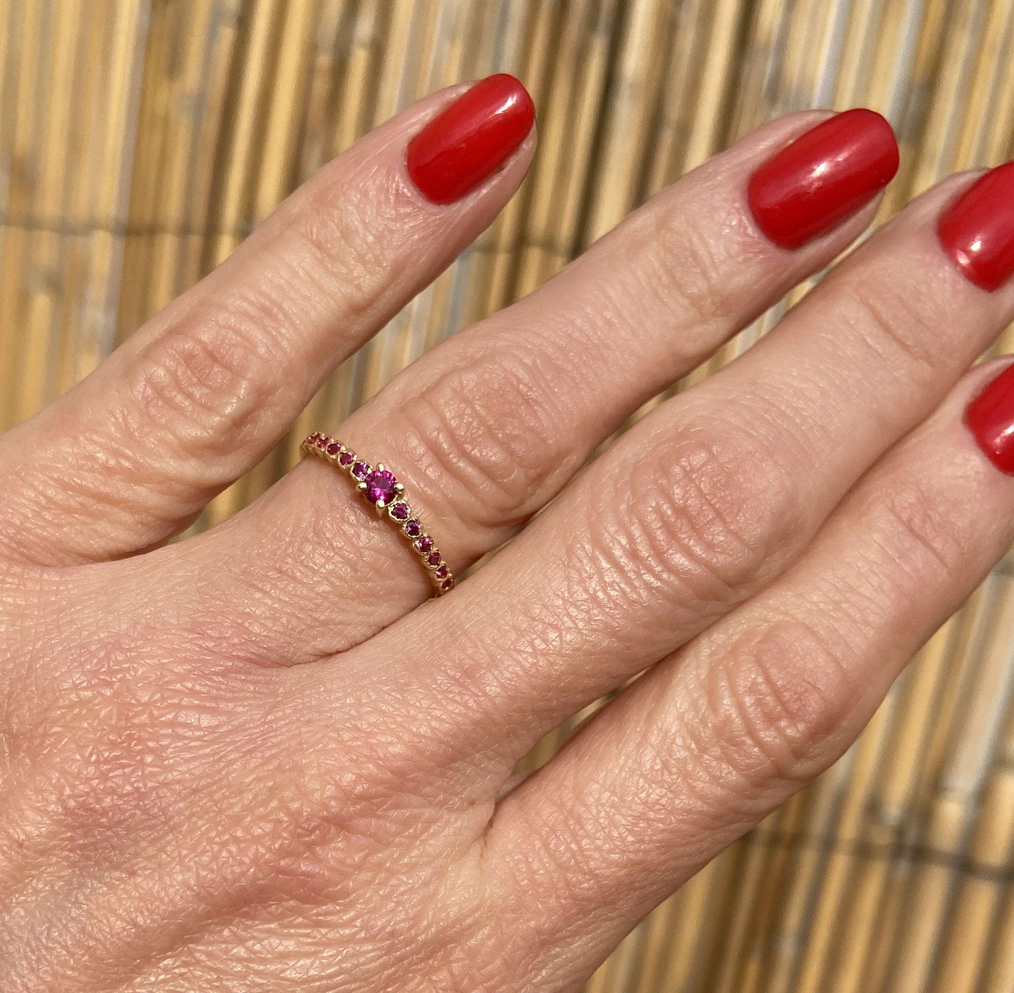 Ruby Ring - Gold Ring - Stack Ring - Fuchsia Ring - Delicate Ring - Simple Jewelry - July Birthstone - H.L.Jewelry