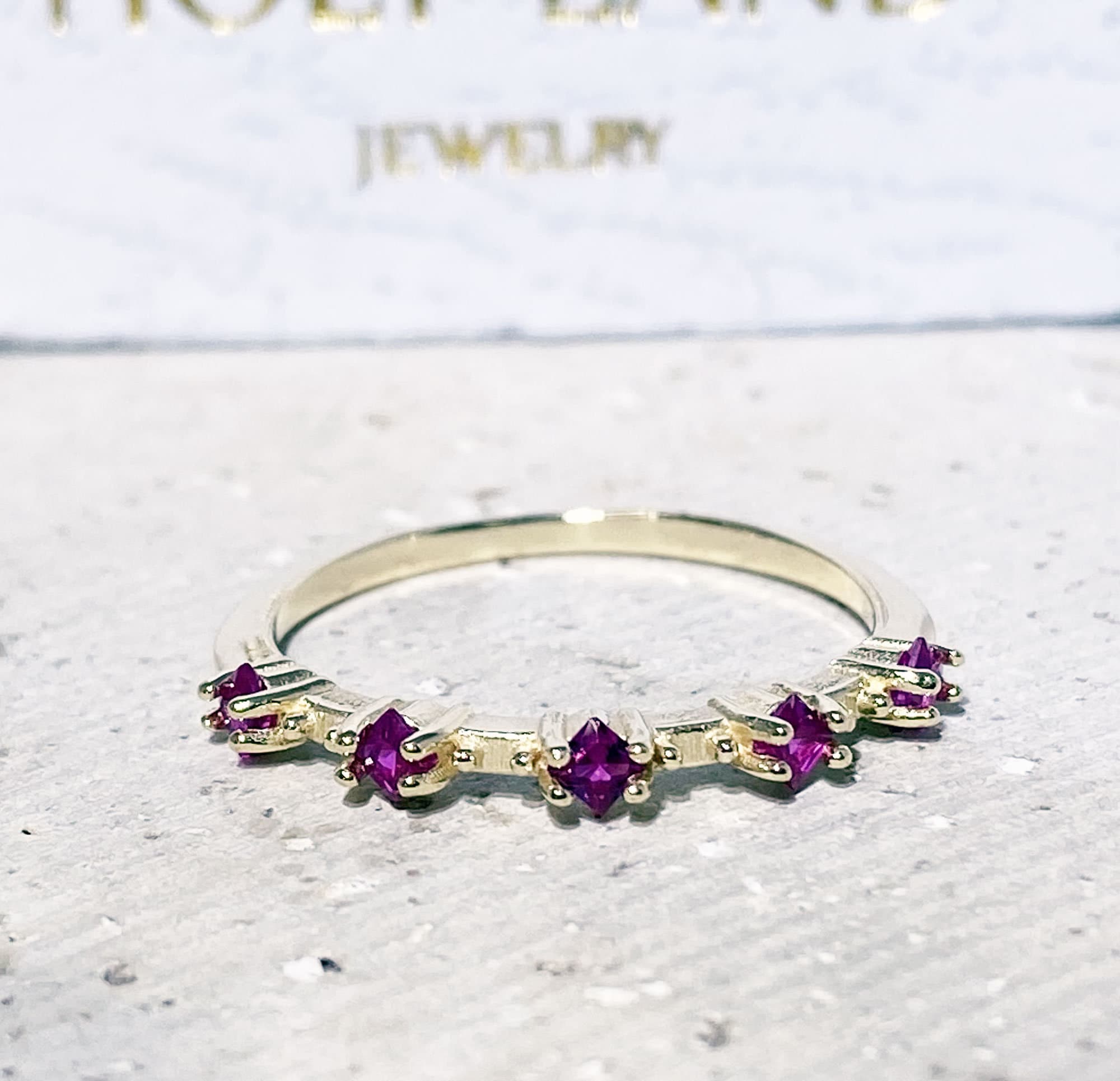 Ruby Ring - Gold Ring - Stack Ring - Fuchsia Ring - Tiny Ring - July Birthstone - Simple Ring - H.L.Jewelry