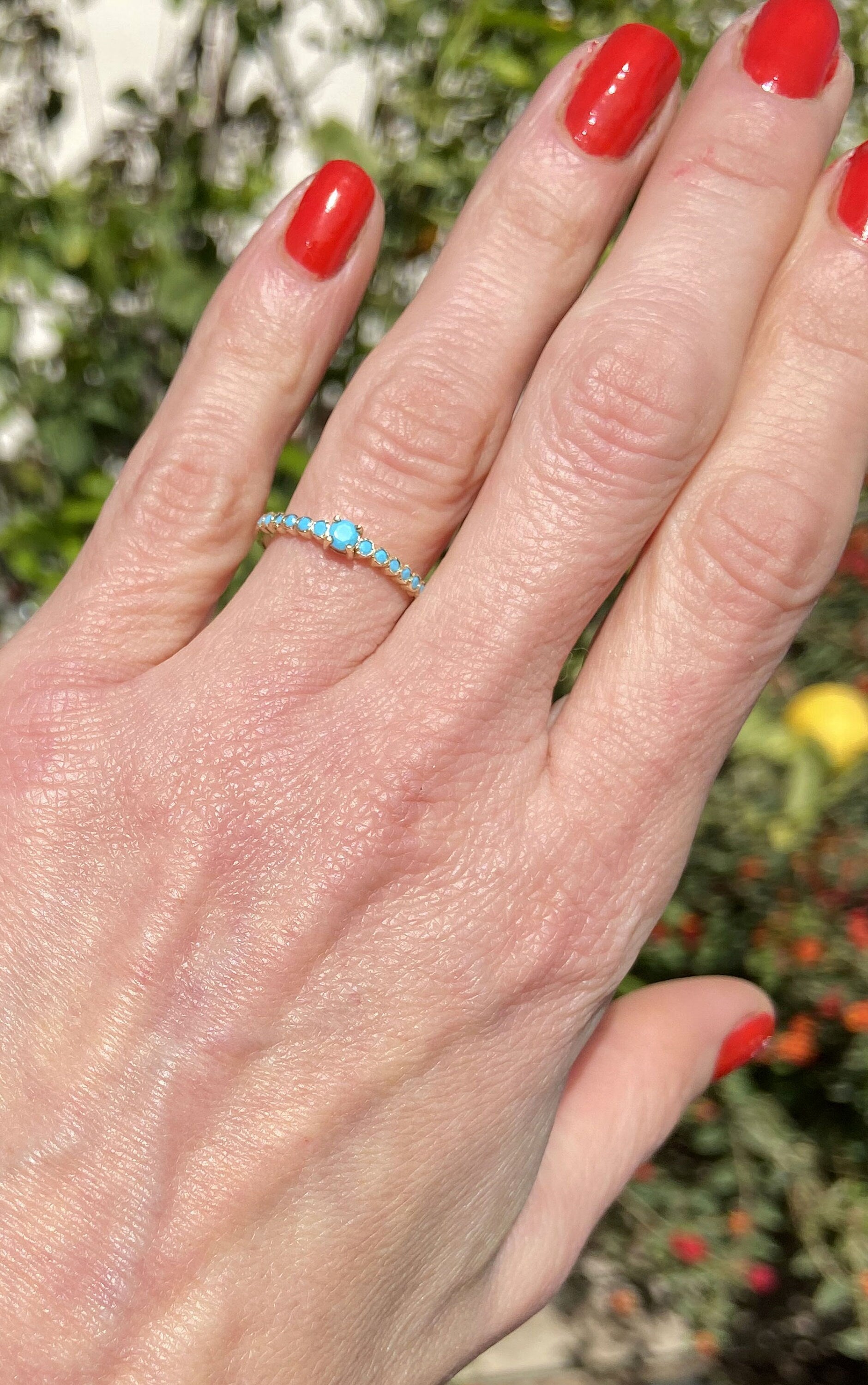 Turquoise Ring - Sleeping Beauty Turquoise - December Birthstone - Delicate Ring - Slim Band - Simple Jewelry - H.L.Jewelry