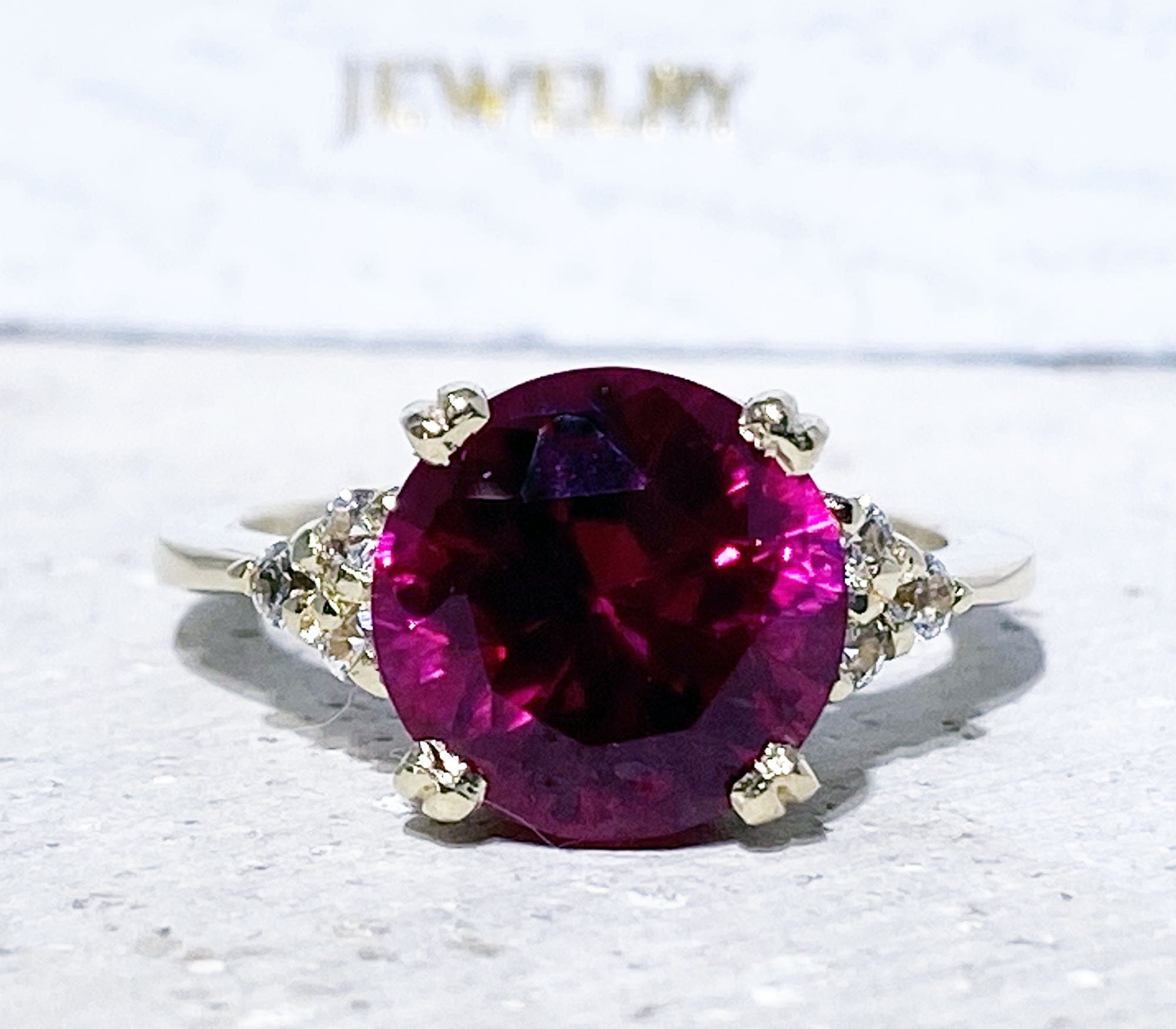 Ruby Ring - Gold Ring - July Birthstone - Gemstone Band - Statement Ring - Engagement Ring - Cocktail Ring - H.L.Jewelry