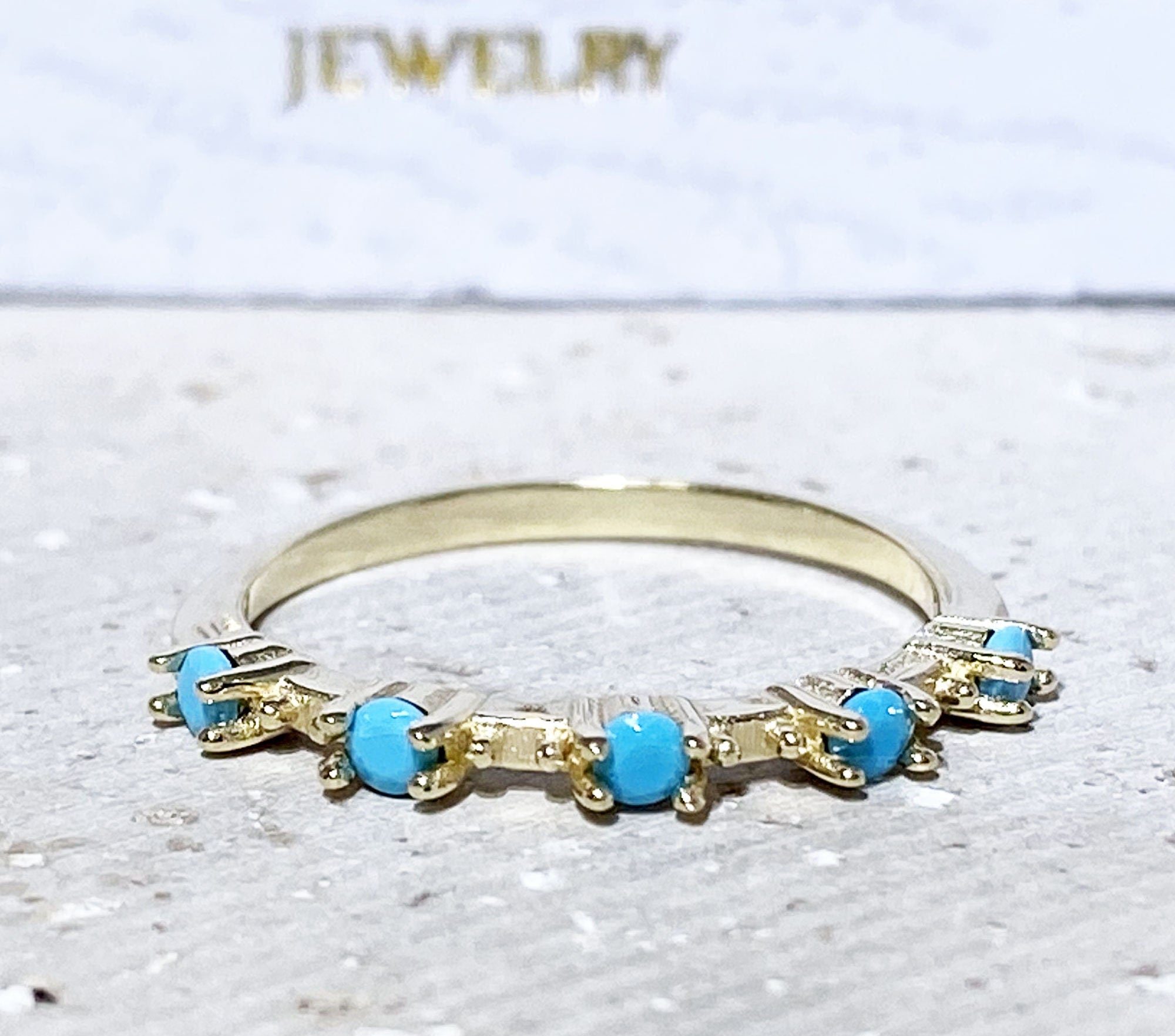 Turquoise Ring - Sleeping Beauty Turquoise - December Birthstone -Gold Ring - Delicate Ring - H.L.Jewelry