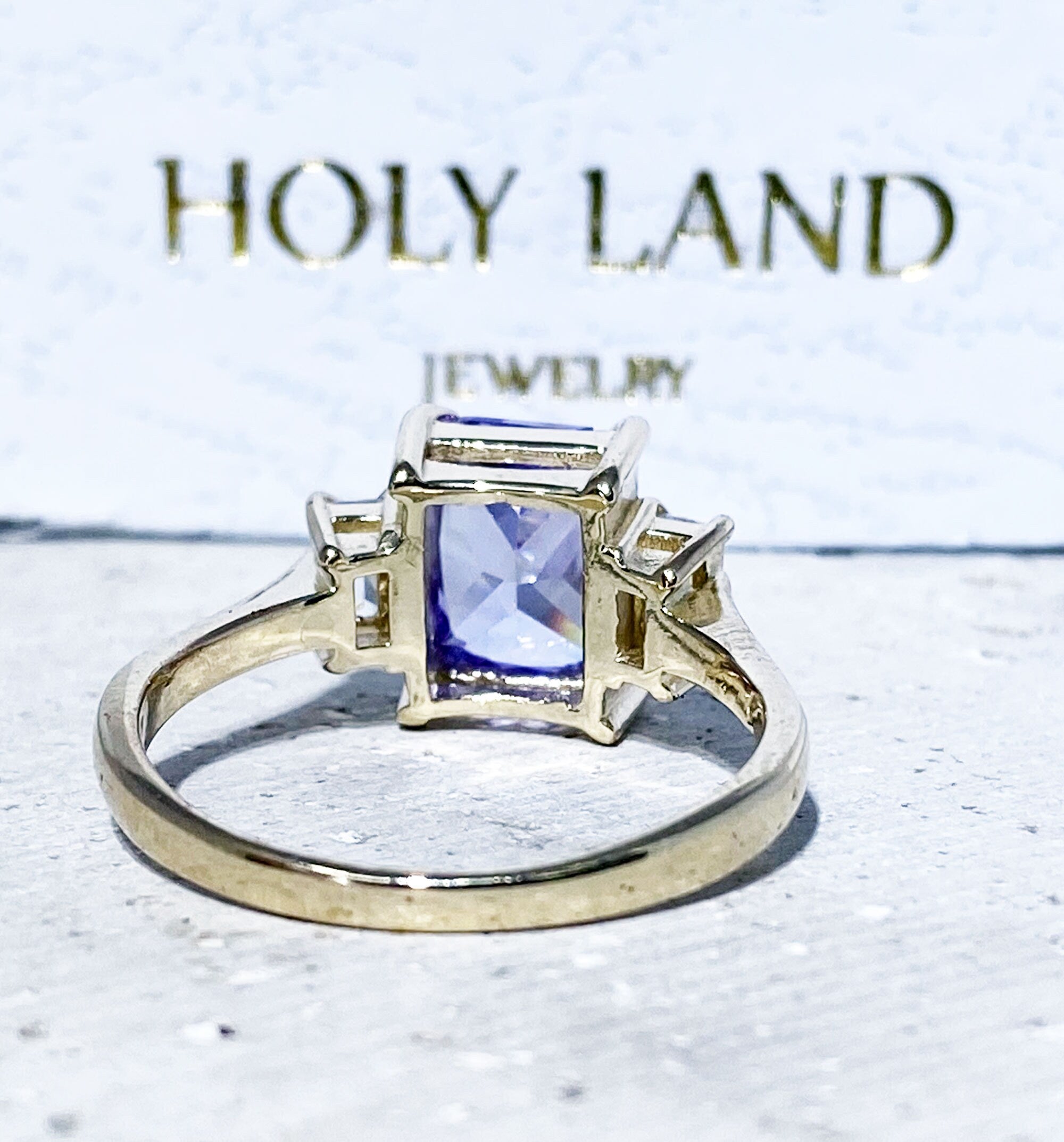 Lavender Amethyst Ring -  Statement Engagement Ring with Octagon Lavender Amethyst Gemstone and Clear Quartz Accents - H.L.Jewelry