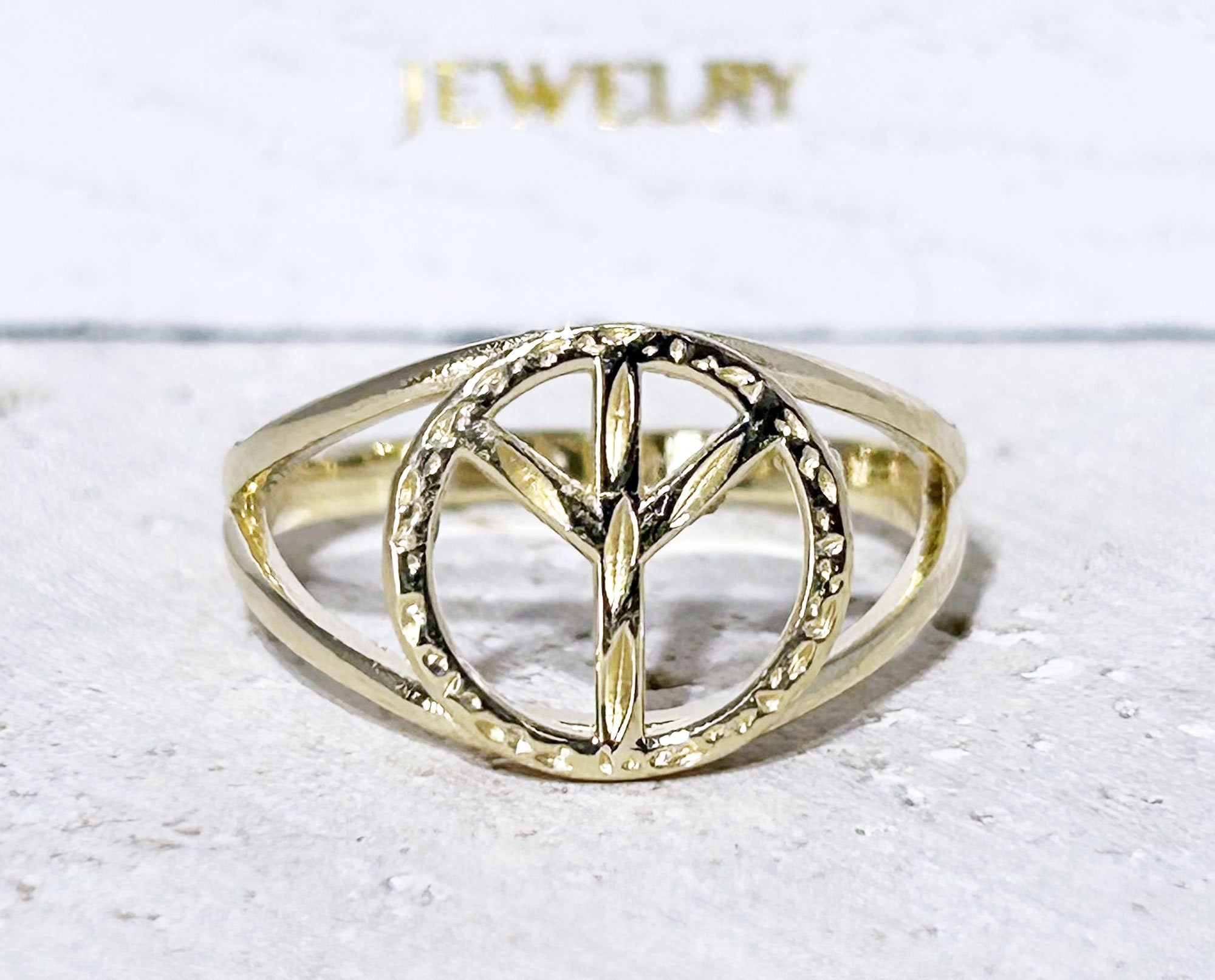 Peace Ring - Peace Sign Jewelry - Simple Double Band Peace Symbol Ring - H.L.Jewelry