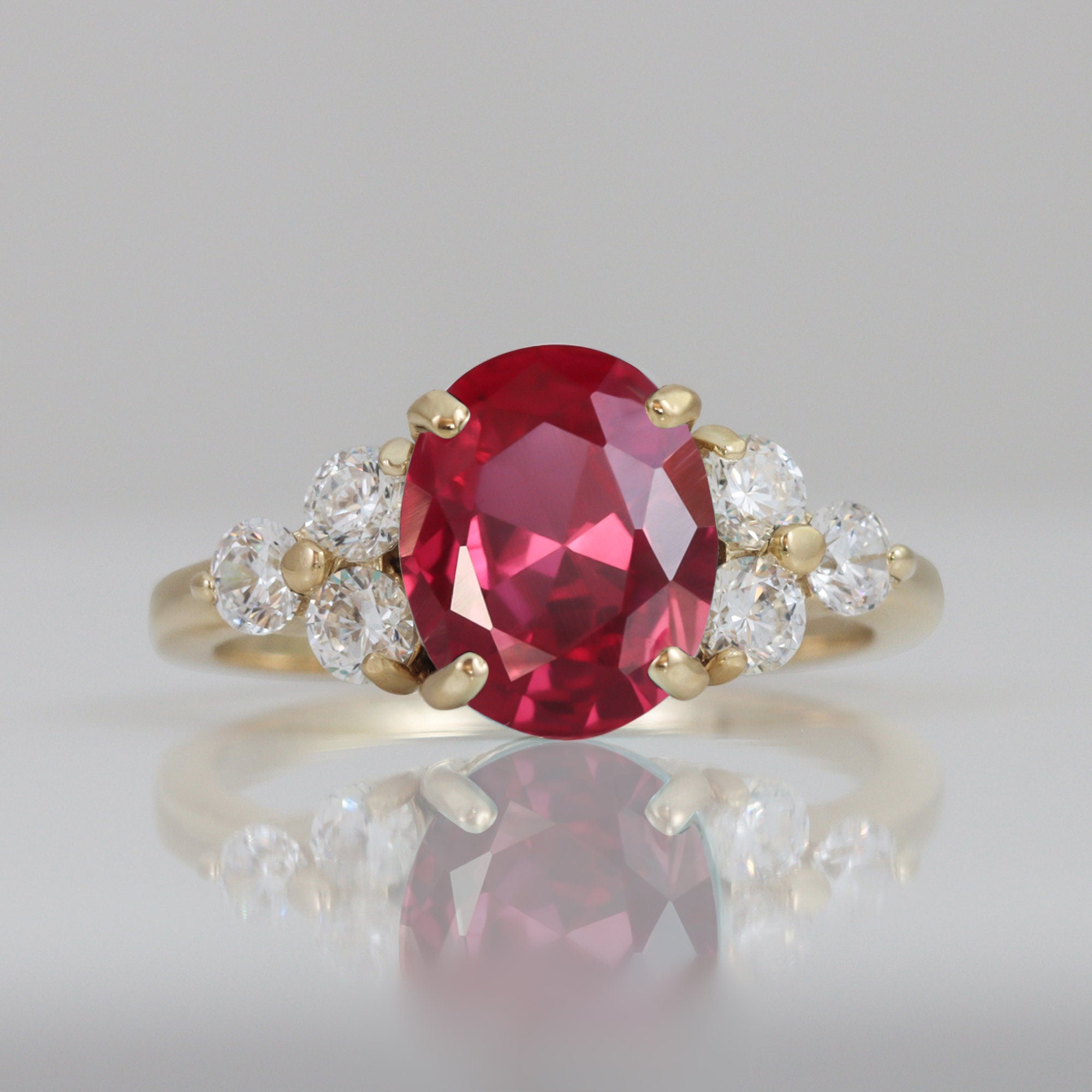 Ruby Ring - Gold Ring - July Birthstone - Gemstone Band - Statement Ring - Engagement Ring - Cocktail Ring - H.L.Jewelry