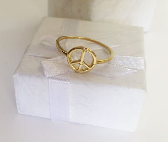 Radiate Serenity: Simple Peace Ring - Peace Sign Jewelry - Peace Symbol Rimg - H.L.Jewelry