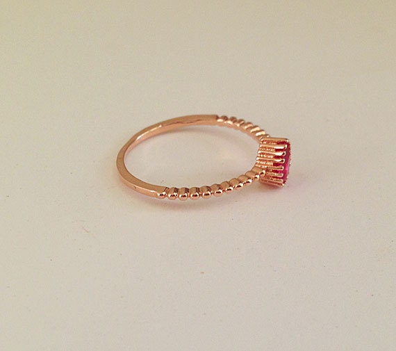 Ruby Ring - July Birthstone - Stacking Ring - Gemstone Ring - Bezel Ring - Teardrop Ring - Simple Ring - H.L.Jewelry