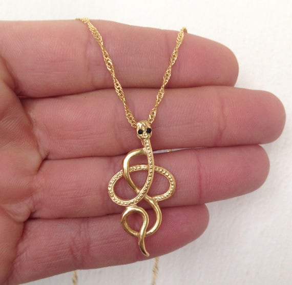 Snake Necklace - Serpent Necklace - Delicate Chain Simple Snake Necklace - H.L.Jewelry