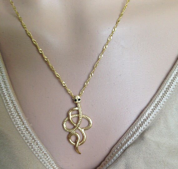 Snake Necklace - Serpent Necklace - Delicate Chain Simple Snake Necklace - H.L.Jewelry