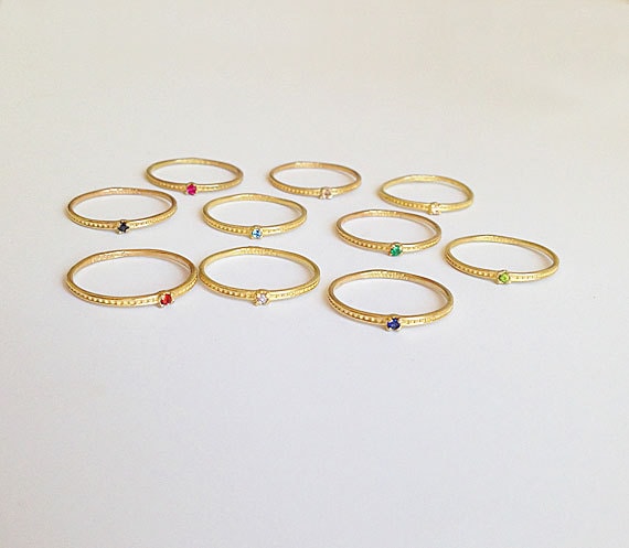 Any Birthstone Ring - Stacking Ring - Simple Ring - H.L.Jewelry