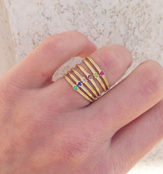 Any Birthstone Ring - Stacking Ring - Simple Ring - H.L.Jewelry