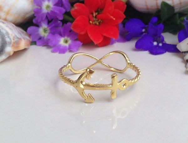 Anchor and Infinity Symbol Simple Delicate Ring - H.L.Jewelry