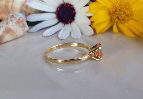 Citrine Ring - November Birthstone - Solitaire Ring with Pear-Shaped Citrine Gemstone - H.L.Jewelry