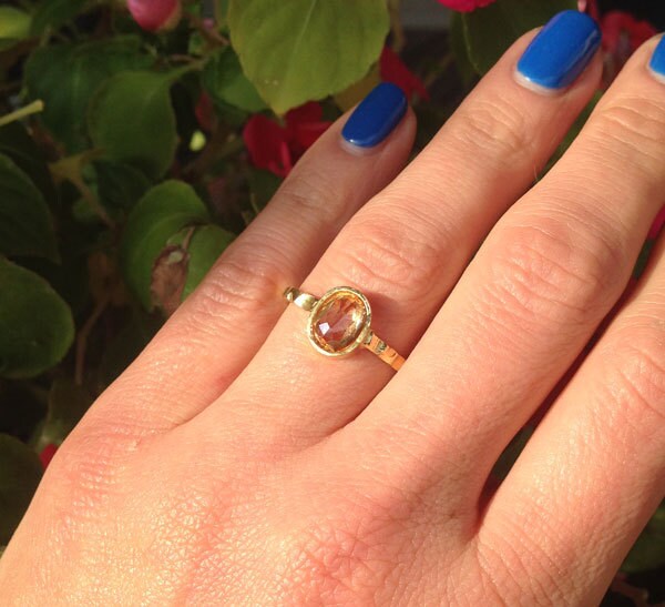 Citrine Ring - November Birthstone - Simple Ring with Oval Citrine Gemstone - H.L.Jewelry