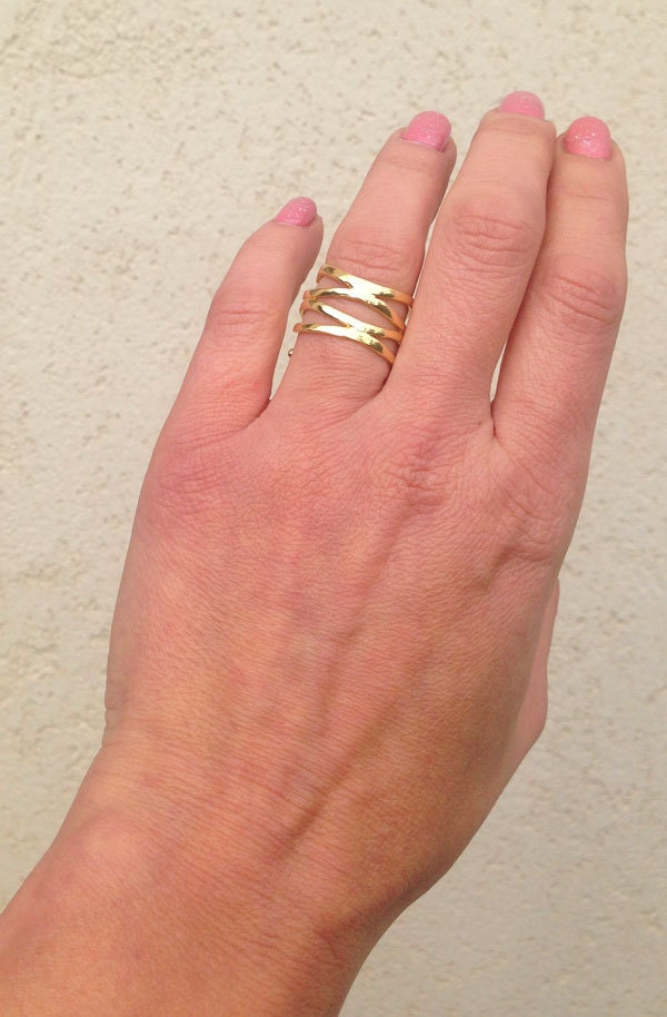 Modern Simplicity - Geometric Lines Wide Ring - H.L.Jewelry