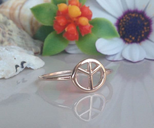 Radiate Serenity: Simple Peace Ring - Peace Sign Jewelry - Peace Symbol Rimg - H.L.Jewelry