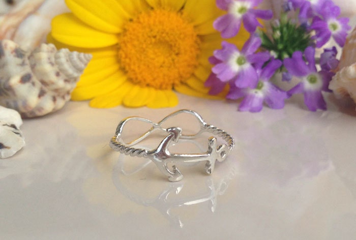 Anchor and Infinity Symbol Simple Delicate Ring - H.L.Jewelry